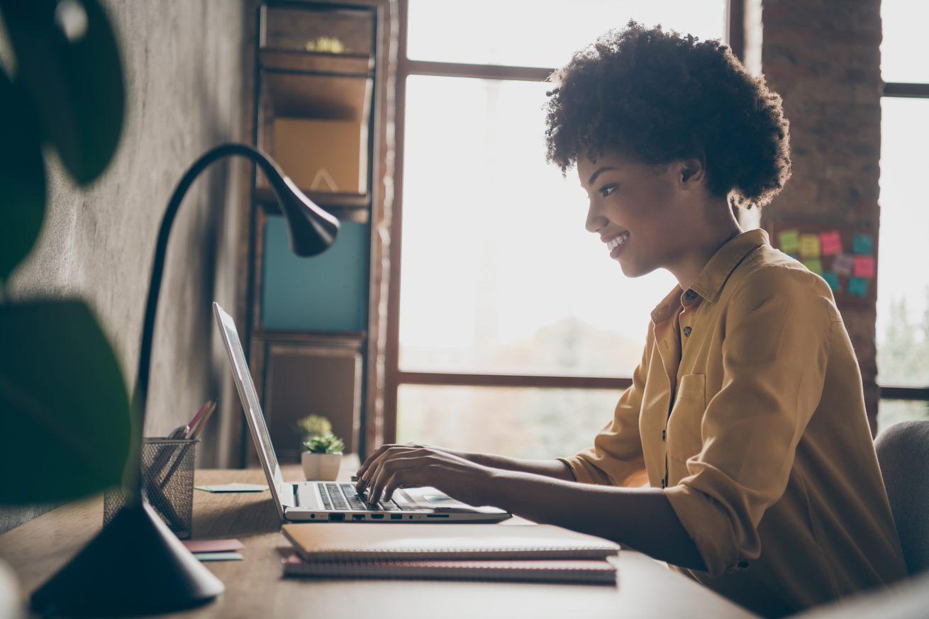 woman on a computer