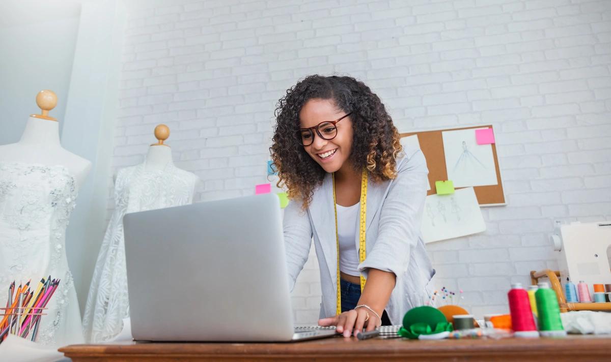 self employed woman at her job