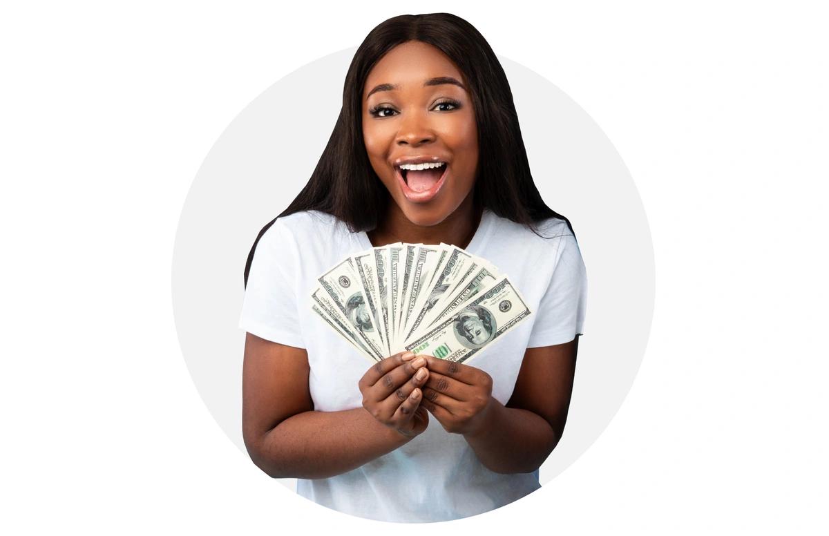 woman holding money