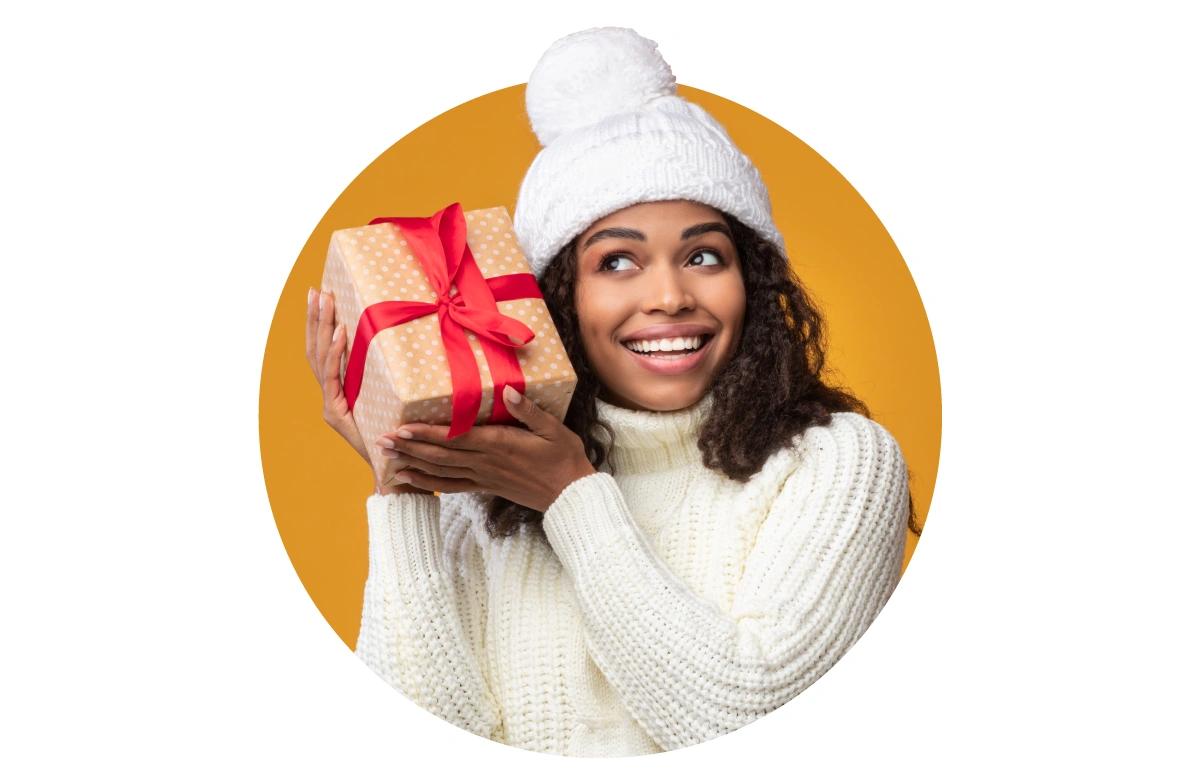 woman with christmas package