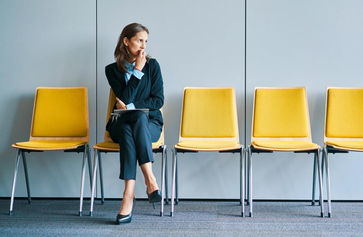 woman waiting in office