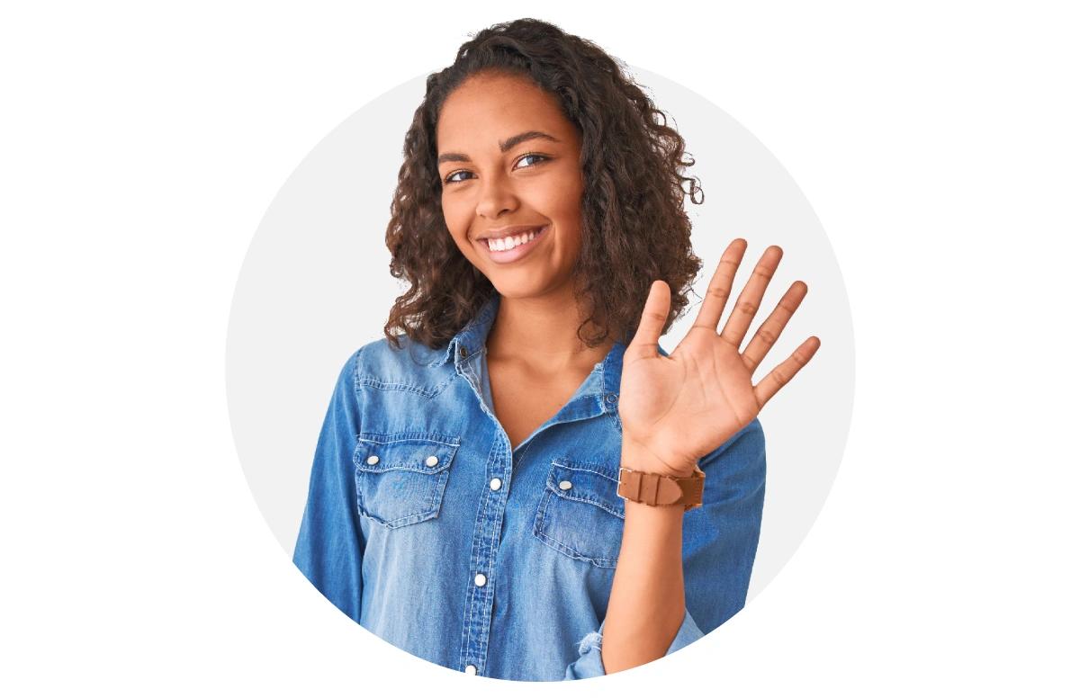 woman waving