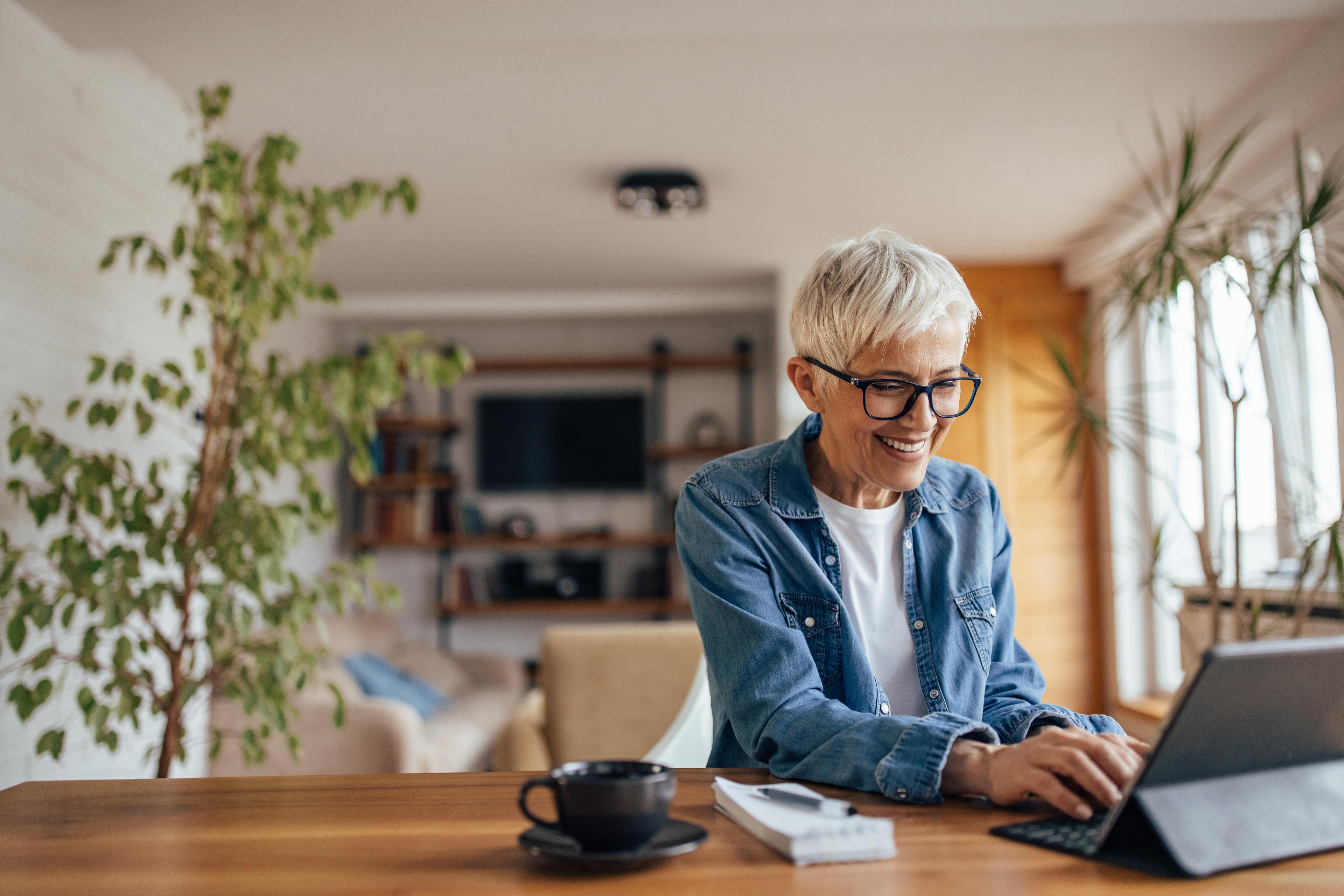 woman using tablet