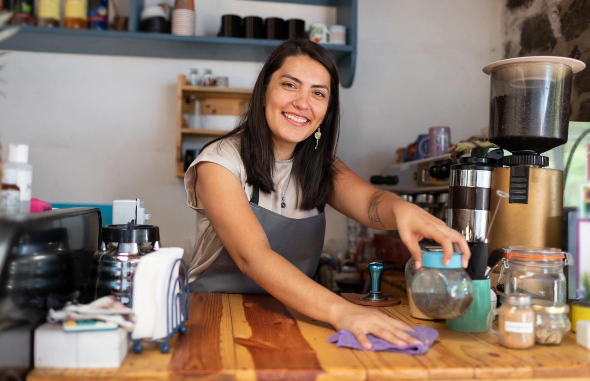 Woman working at coffee shop